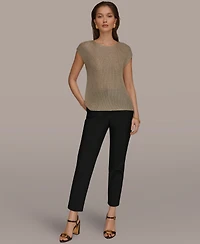 Donna Karan New York Women's Sleeveless Metallic Crewneck Sweater
