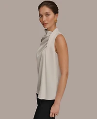Donna Karan New York Women's Sleeveless Twist-Front Drape Blouse