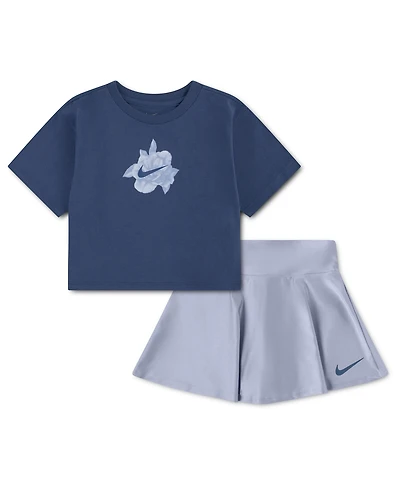 Nike Girls' 4-6X Boxy Crewneck T-Shirt and Scooter Shorts, 2-Piece Set