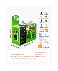 Slickblue Wooden Kids Grocery Store Playset with Conveyor Belt and Toys