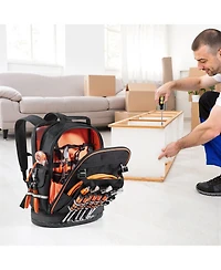 Mecale Tool Backpack, 64 Pockets, Heavy-Duty Jobsite Backpack w/ Laptop Compartment & Molded Base, Tradesmen Bag