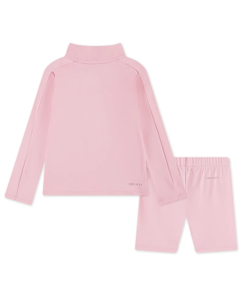 Nike Girls' Toddler 2T-4T Quarter-Zip Top and Shorts, 2-Piece Set