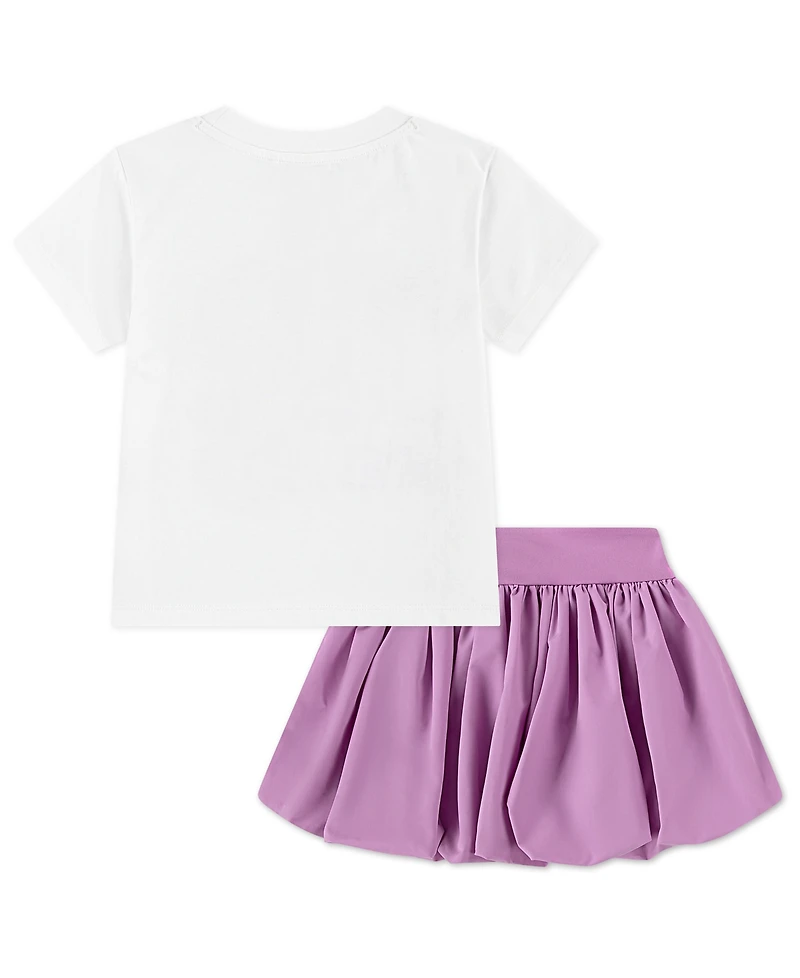 Nike Girls' 4-6X Lace It Up Crewneck T-Shirt and Scooter Shorts, 2-Piece Set