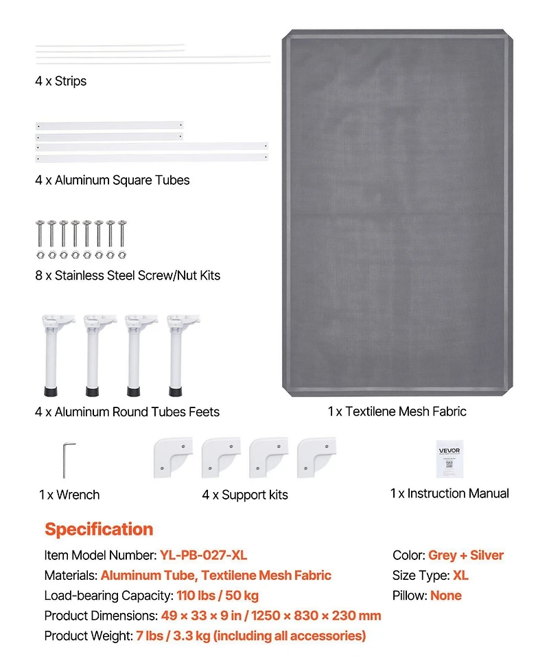 Cozito Aluminum Portable Elevated Pet Cot.