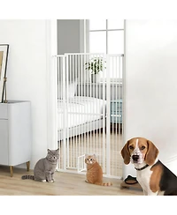Aostirmotor Tall & Extra Wide Heavy Duty Pet Gate for Large Dogs in White
