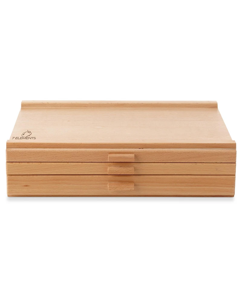7 Elements Drawer Wooden Artist Storage Supply Box for Pastels, Pencils, Pens, Markers