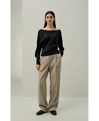 Lilysilk Women's Long Sleeve Gathered Silk Top