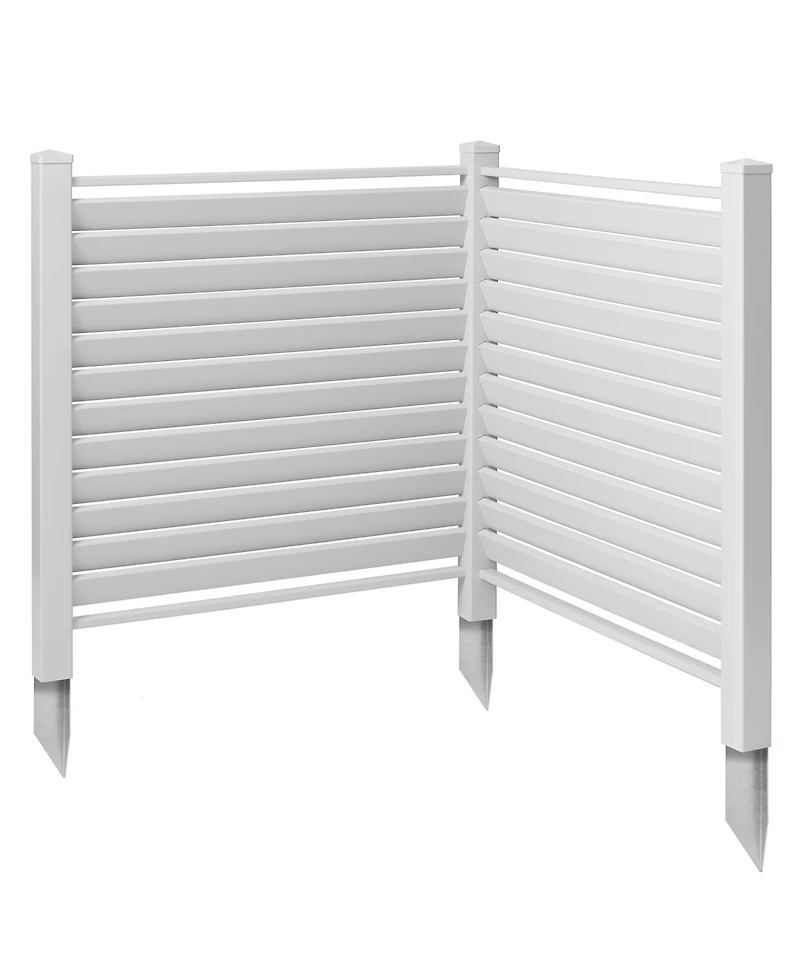 Casafield 48" x 48" Louvered Privacy Screen - Outdoor Vinyl Fence Panel Enclosure for Ac / Trash Bins / Pool Equipment - White