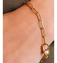 Mint & Lily Paperclip Bracelet with Pearl Accent