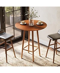 Tribesigns Solid Wood Bar Table, 39.37-Inch Round Bistro Table with Sturdy Frame