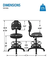 Osp Home Furnishings 39.75" Metal Self Skinned Urethane Drafting Chair