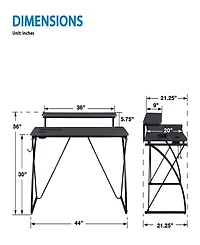 Osp Home Furnishings 44" Wood Biome Battlestation Gaming Desk with Bluetooth Led Lights