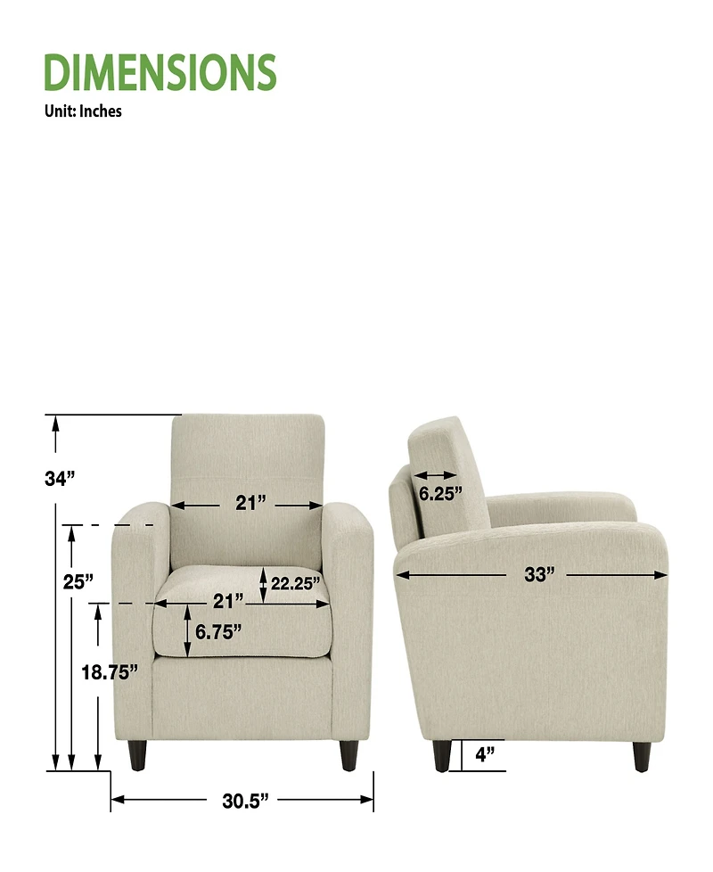 Osp Home Furnishings 34" Wood Venus Club Chair with Medium Espresso Legs
