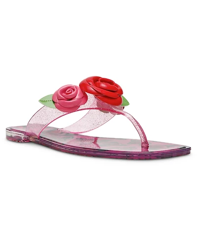 Betsey Johnson Women's Trenten Rose Jelly Thong Sandals
