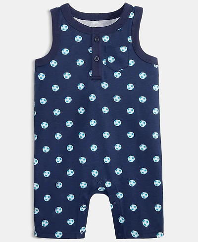 First Impressions Baby Boys' Soccer-Print Cotton Sunsuit, Macy's Exclusive