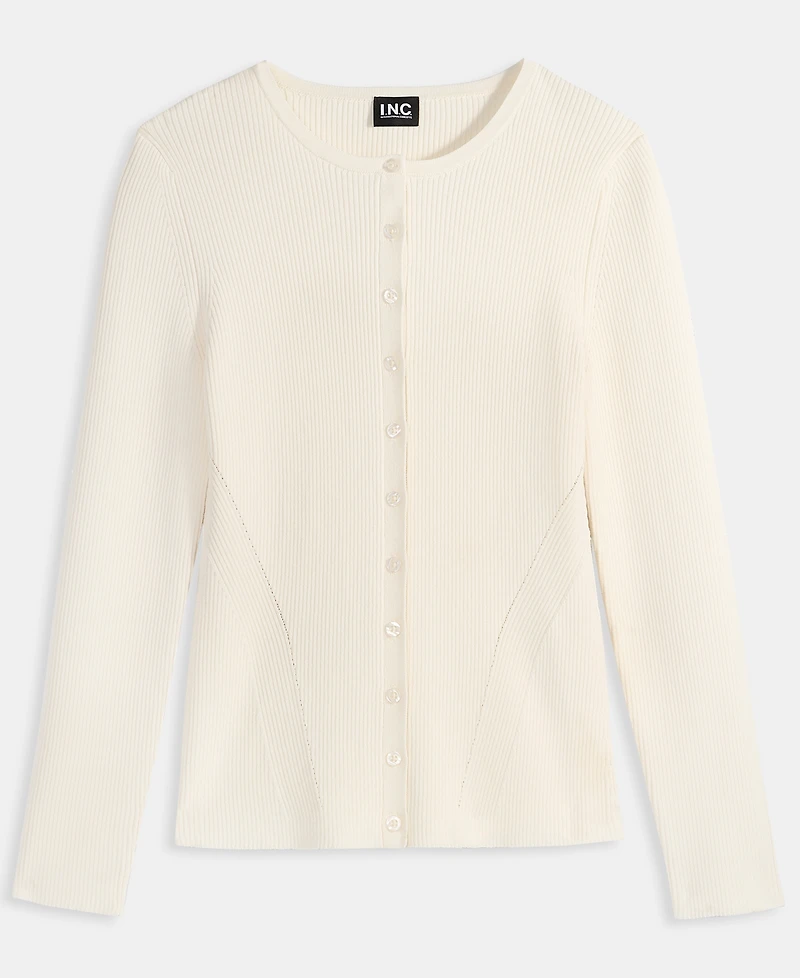 I.n.c. International Concepts Women's Ribbed Crewneck Cardigan, Macy's Exclusive