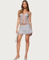 Edikted Women's Kylie Beaded Flared Mini Skirt