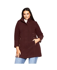 Avenue Women's Faux Wool Plain Coat