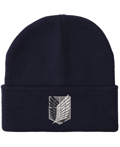 Attack on Titan Men's Embroidered Survey Corps Logo Black Cuff Beanie