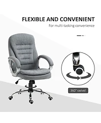 Vinsetto Executive Swivel Office Computer Chair W/ Armrests Linen Fabric