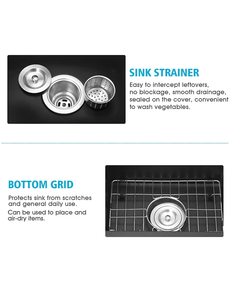 flynama 13.77x17.71inch Quartz Undermount Bar Sink with Basket Strainer Heat Stain Resistant