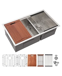 flynama 30x19x10inch Double Bowl Undermount Kitchen Sink 16 Gauge 60 and 40 Split 10 Deep Basins