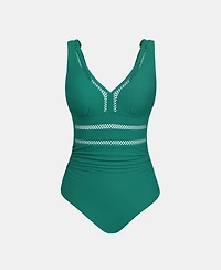 Cupshe Women's V-Neck One-Piece Swimsuit with Adjustable Straps and Back Hook