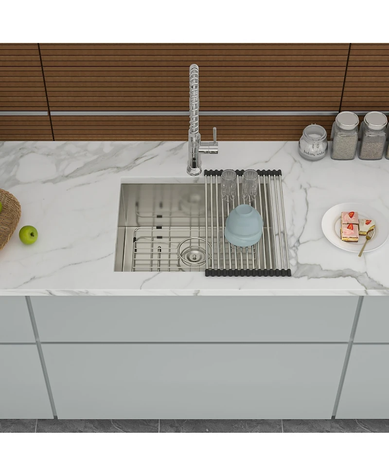 flynama 21x18x9inch Undermount Kitchen Sink 16 Gauge Stainless Steel Deep Single Bowl with Grid