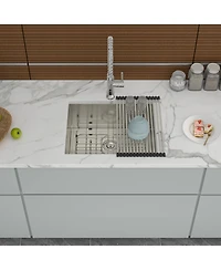 flynama 21x18x9inch Undermount Kitchen Sink 16 Gauge Stainless Steel Deep Single Bowl with Grid