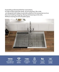 flynama 28x22x9inch Kitchen Sink Drop In Topmount Stainless Steel Single Bowl 16 Gauge