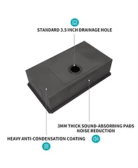 flynama 30x18x9inch Gunmetal Black Kitchen Sink Undermount Single Bowl Stainless Steel 16 Gauge