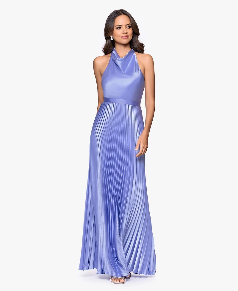 Betsy & Adam Women's Cowl Neck Sleeveless Gown