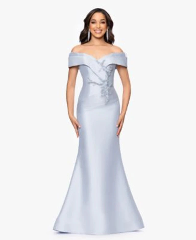 Betsy Adam Womens Off The Shoulder Gown