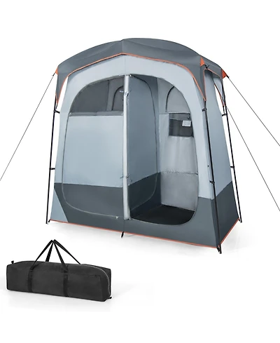 Skonyon 2 Rooms Oversize Privacy Shower Tent with Removable Rain Fly and Inside Pocket