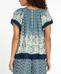 Liverpool Los Angeles Women's V-Neck Woven Tie Front Top