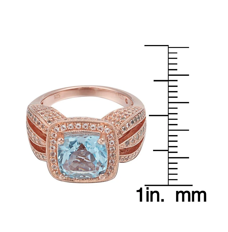 Suzy Levian New York Sterling Silver Cushion Cut Center Topaz Cocktail Ring