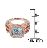 Suzy Levian New York Sterling Silver Cushion Cut Center Topaz Cocktail Ring