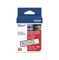 Brother P-Touch TZES231G 0.47 in. x 26.2 ft. TZe Standard Adhesive Laminated Labeling Tape - Black on White