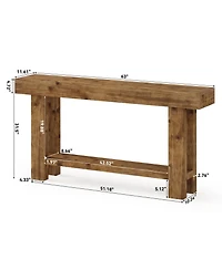 Tribesigns 63-Inch Solid Wood Long Console Table, Farmhouse Narrow Entryway Sofa Table with 2-Tier Storage, Rustic Brown