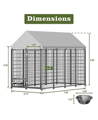 Aostirmotor Dog Run Enclosure with Roof Cover in Black