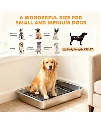 Aostirmotor 27.6 in. heavy-duty stainless steel Dog Potty Tray in Silver