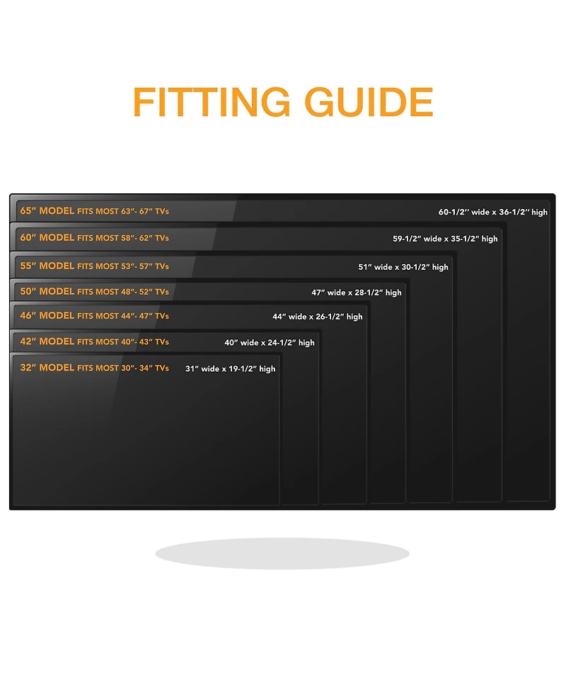 Outdoor Tv Cover - 65" Model For 63" - 67" Flat Screens - Slim Fit - Weatherproof Weather Dust Resistant Television Protector - Black