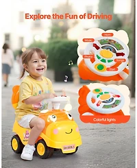 Mecale Ride On Toddler Push Car, Kids Ride-On Toy with Horn, Music and Storage