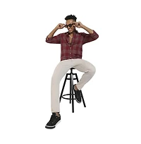 Campus Sutra Men's Maroon Red Chalk Tartan Plaid Shirt