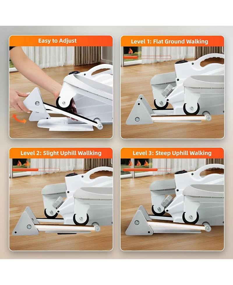 Ksports Mini Elliptical Machine with 3-Level Incline and Led Display, White