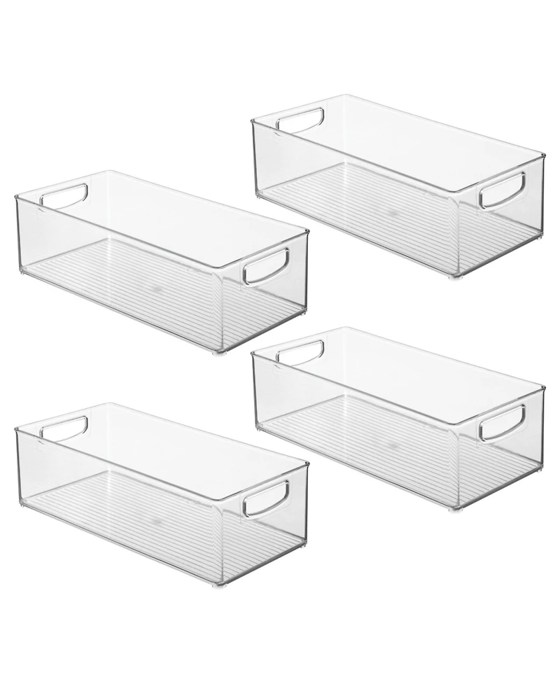 iDesign Plastic Stackable Pantry Bin with Handles, Set of 4, Clear