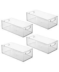 iDesign Plastic Stackable Pantry Bin with Handles, Set of 4, Clear