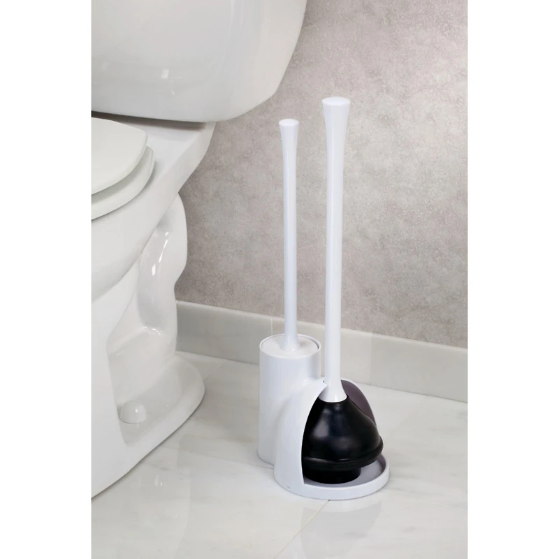 iDesign Compact Bowl Brush and Plunger Set - White