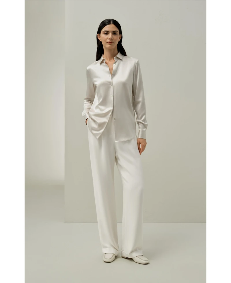 Lilysilk Women's Spread Collar Silk Shirt