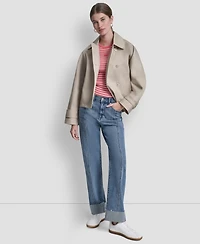 Dkny Jeans Women's Collared Short Single Breasted Dolman Sleeve Jacket